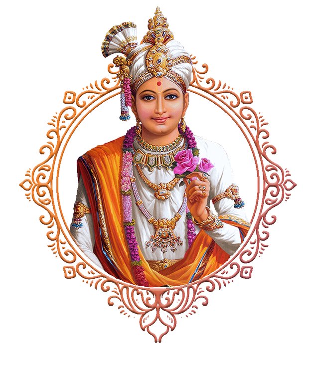 Sahajanand Swami, founder of the Swaminarayan faith, in traditional saffron attire